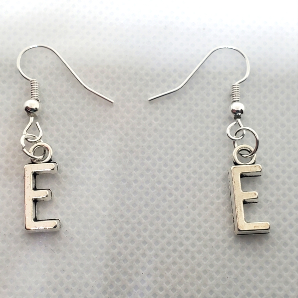 7/$10 E Initial Earrings, NEW